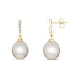 South Sea Pearl and Diamond Drop Earrings