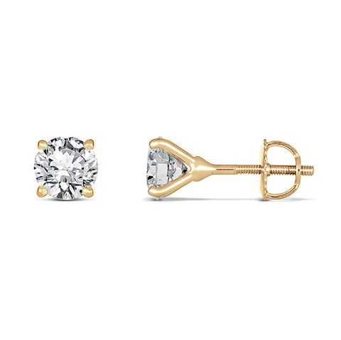 4-Claw Round Brilliant Diamond Studs – Charles Rose