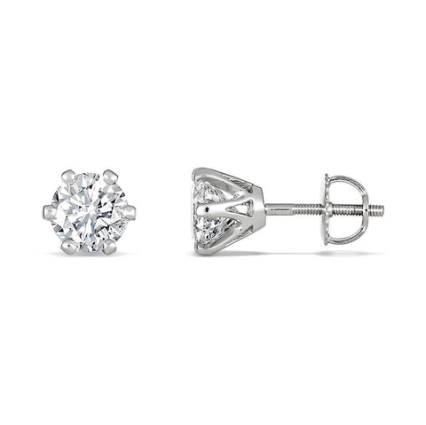6-Claw Round Brilliant Diamond Studs – Charles Rose