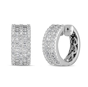 Round and Baguette Diamond Earrings