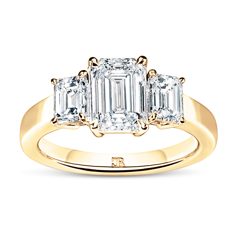 Eleanore - Three Stone, Contemporary Emerald Cut Ring – Charles Rose