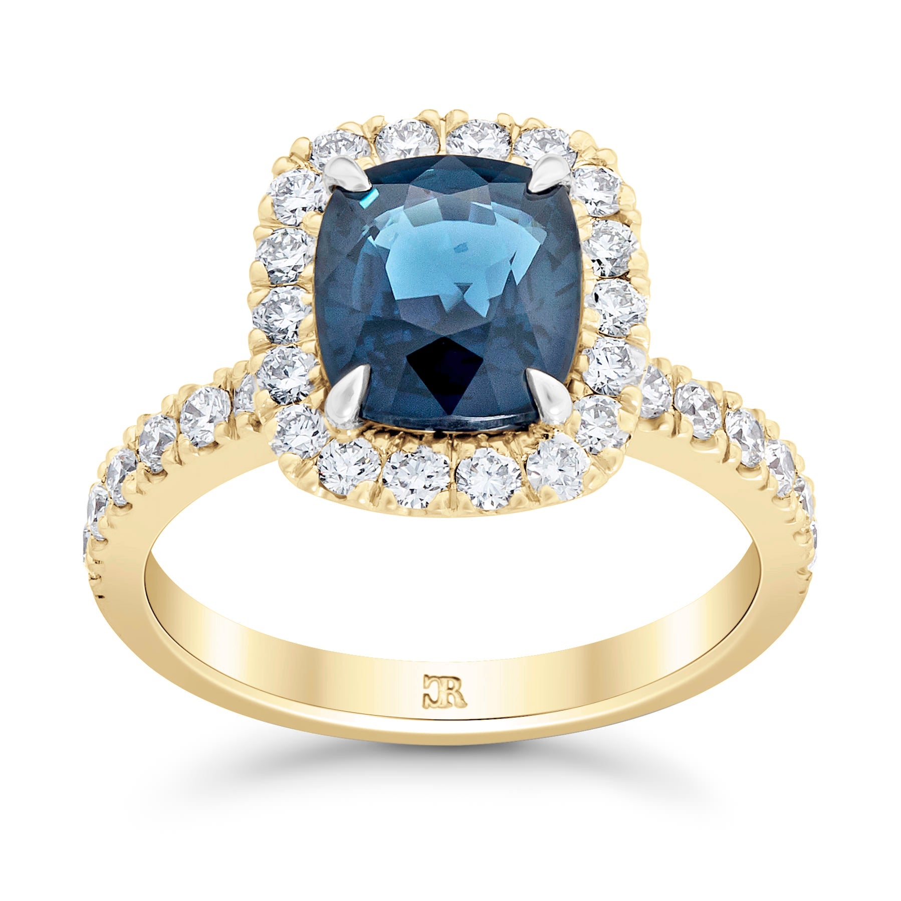 Eliza Cushion Cut Sapphire With Halo Of Diamonds – Charles Rose