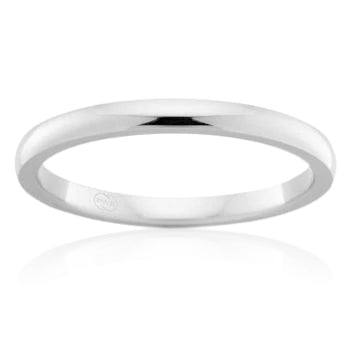 Dome Comfort Fit Wedding Ring Band 14k White Gold (2mm) - UB49