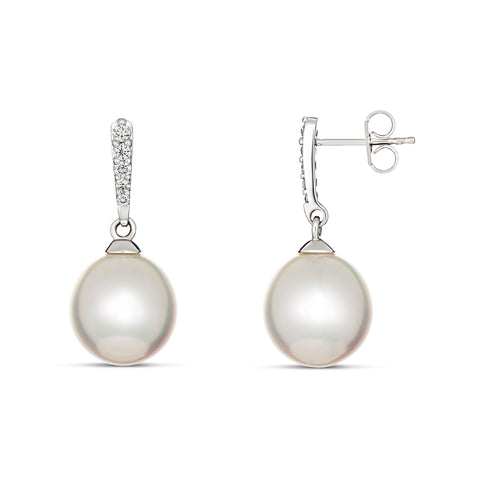 Buy Diamond Earrings with Pearl Drops Online in India at Best Price -  Jewelslane