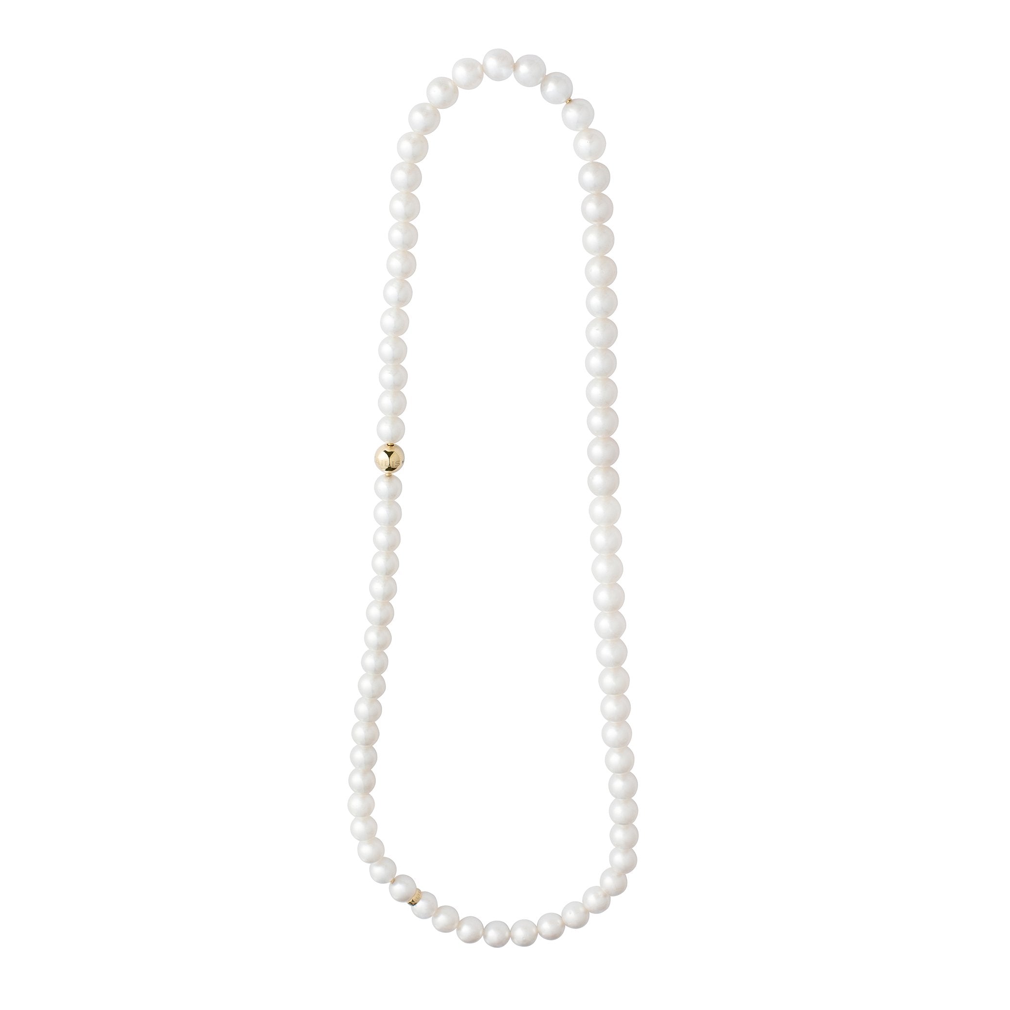 Geometric Wheat Sliding Pearl Necklace, Sterling Silver | Kailis Jewellery
