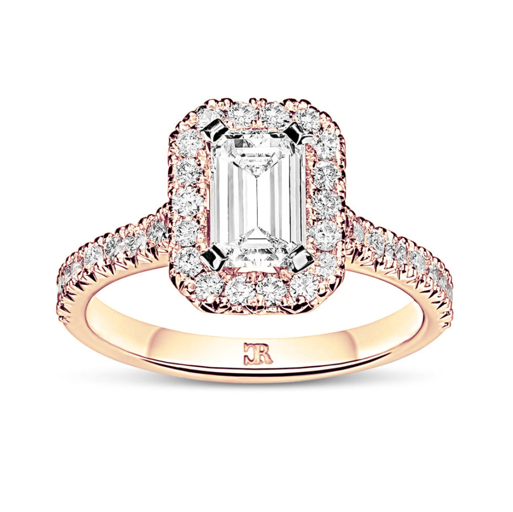 Lily Emerald Cut Halo Diamond Ring – Charles Rose1