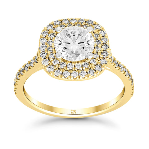 3.20 Ct Pear & Round Cut Yellow Sapphire Double Halo Engagement Ring 9 –  atjewels.in