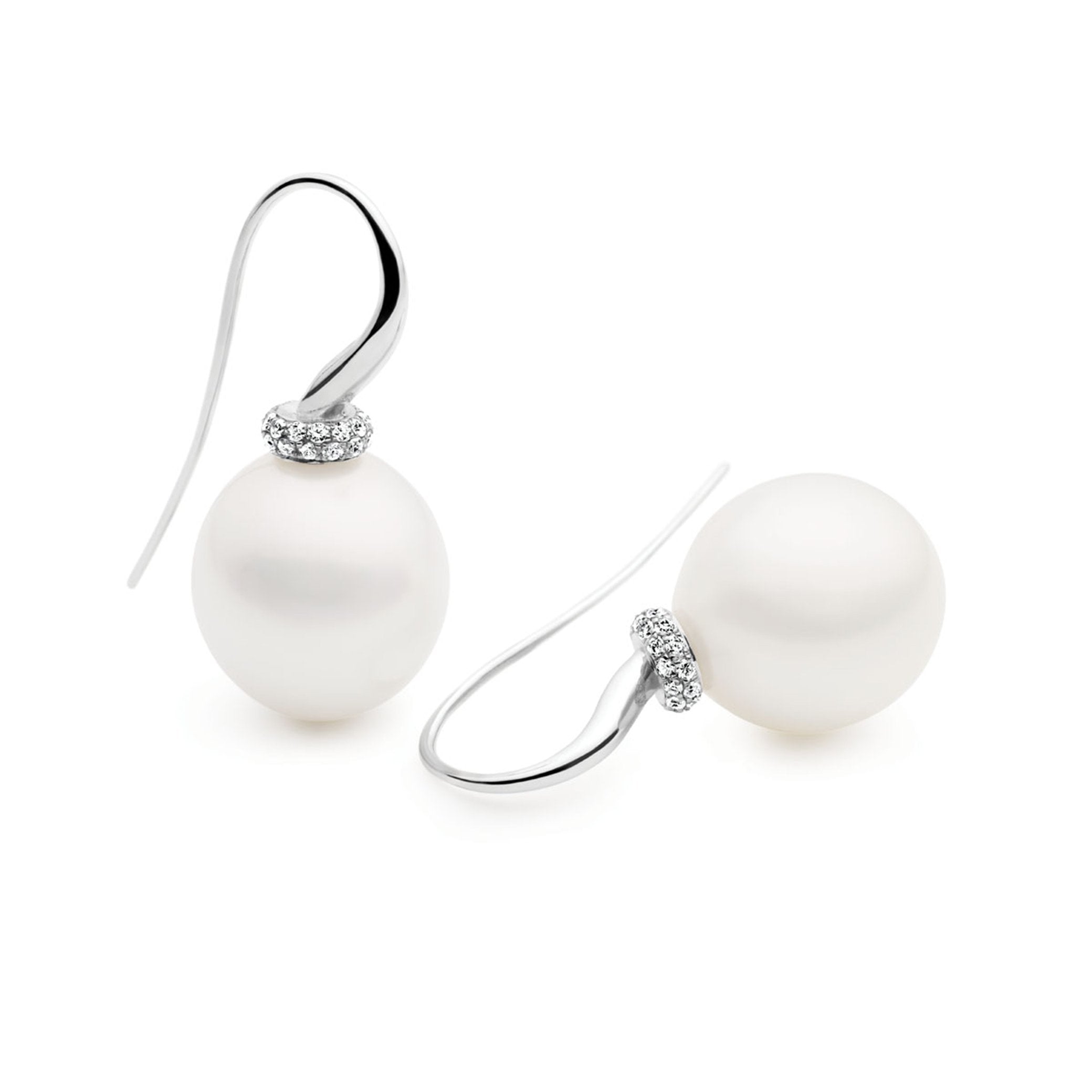 Bloom Pearl and Diamond Earrings 18ct White Gold  Kailis Jewellery